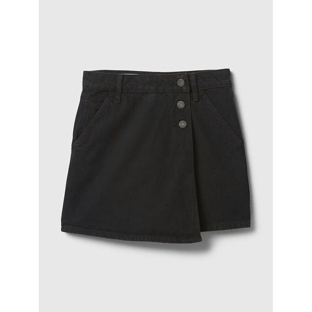 GAP Women's Denim Jean Crossover Style Mini Skirt Skort - Black Wash - Size 28/6
